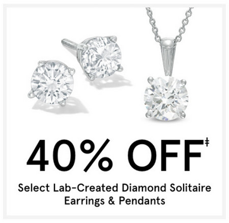 40% Off Select Lab-Created Diamond Solitaire Earrings and Pendants icon