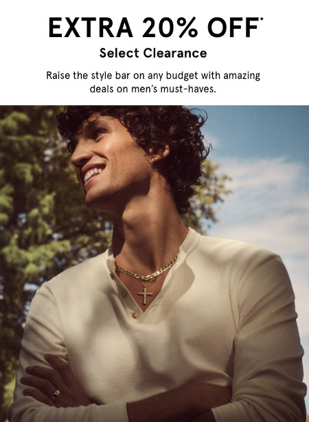 EXTRA 20% OFF SELECT CLEARANCE icon